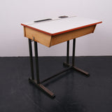 Children's Single desk with Formica Lift up Lid and Red Trim