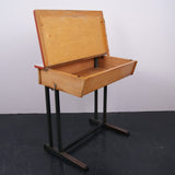 Children's Single desk with Formica Lift up Lid and Red Trim