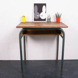 Children's French Single Desk with Green legs and Shelf