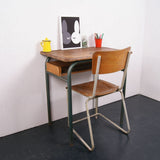 Children's French Single Desk with Green legs and Shelf