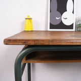 Children's French Single Desk with Green legs and Shelf