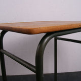 Children's French Green Metal Legged Desk with Wooden Top