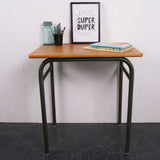 Children's French Green Metal Legged Desk with Wooden Top