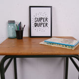 Children's French Green Metal Legged Desk with Wooden Top