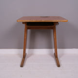 Children's Vintage French Single Wooden School Desk with Shelf