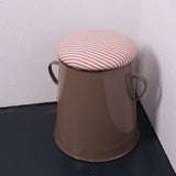 Small Brown Maggie with Blue Ticking Removable Seat Pad