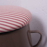 Small Brown Maggie with Blue Ticking Removable Seat Pad
