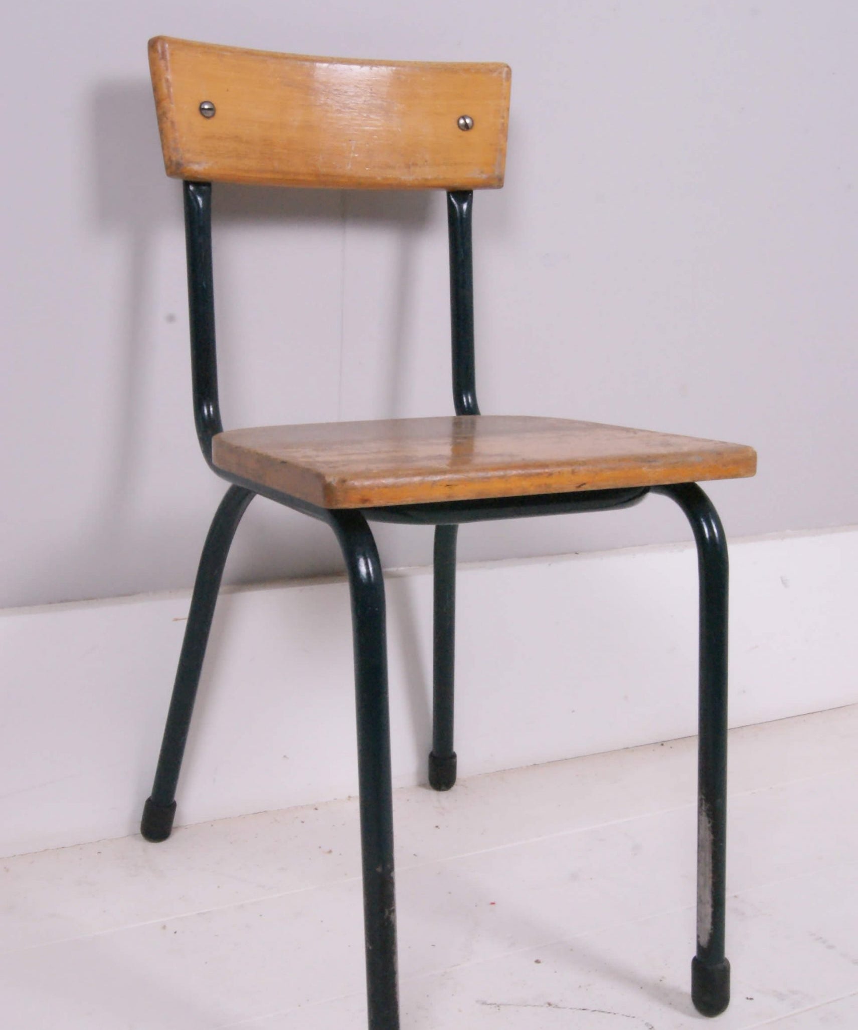 Children's Vintage Medium Dark Green Metal Legged Chair