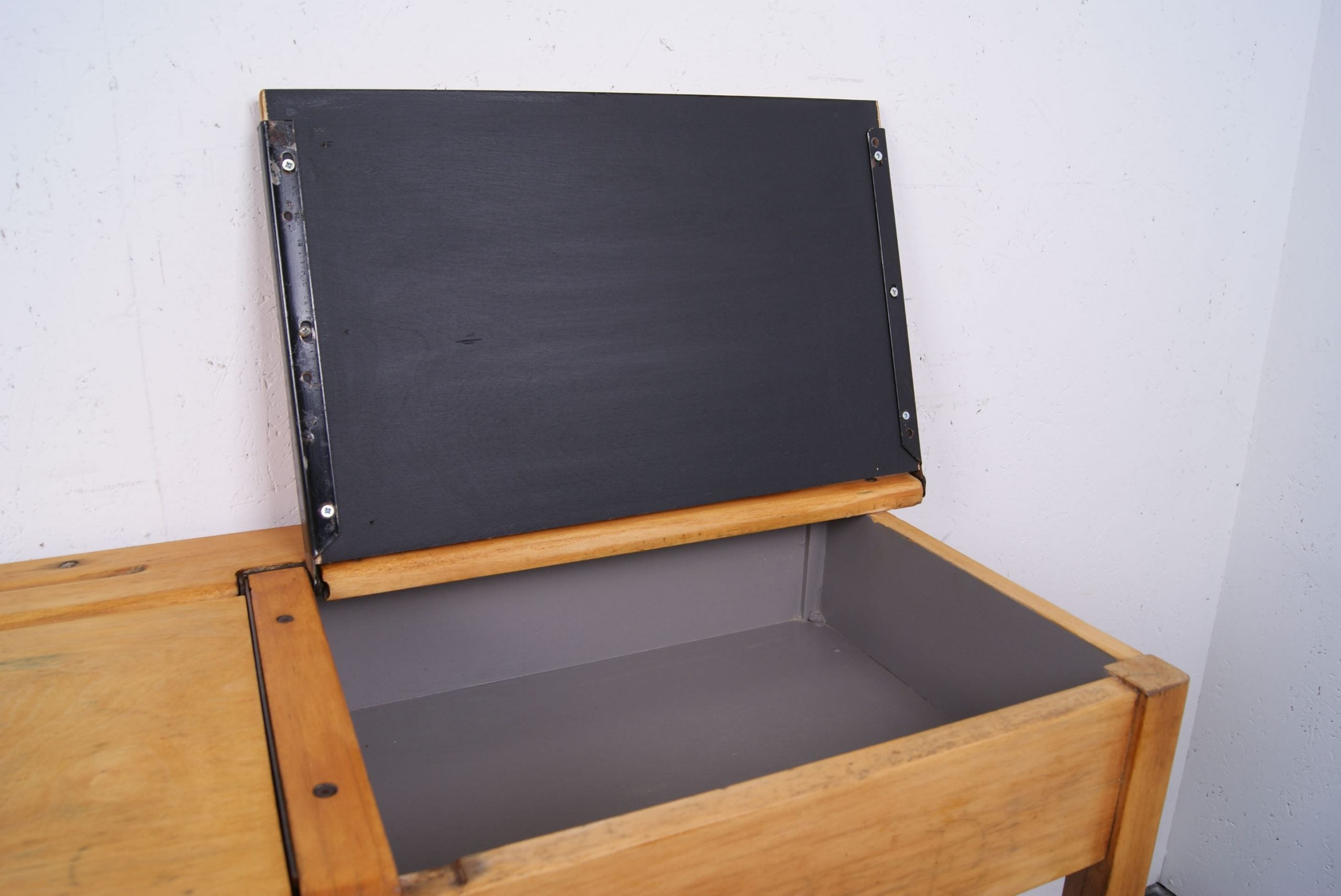 Children's Vintage Wooden Double Desks with Chalkboard Lids