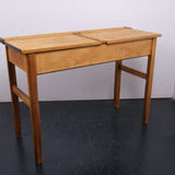 Children's Vintage Wooden Double Desks with Chalkboard Lids