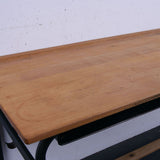 Children's Small French Metal Legged Double Desk with Shelf