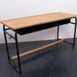 Children's Small French Metal Legged Double Desk with Shelf