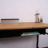 Children's Small French Metal Legged Double Desk with Shelf