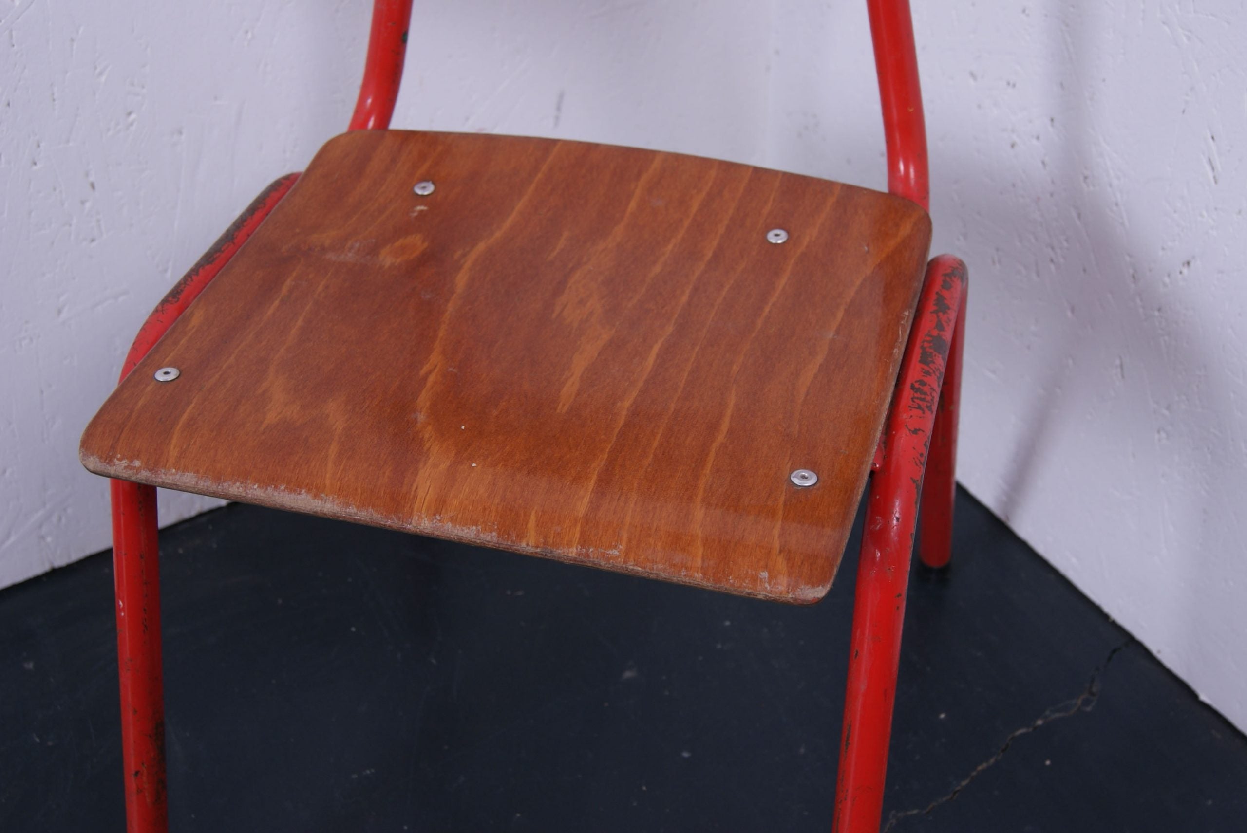 Children's Small Red Metal Legged Chairs