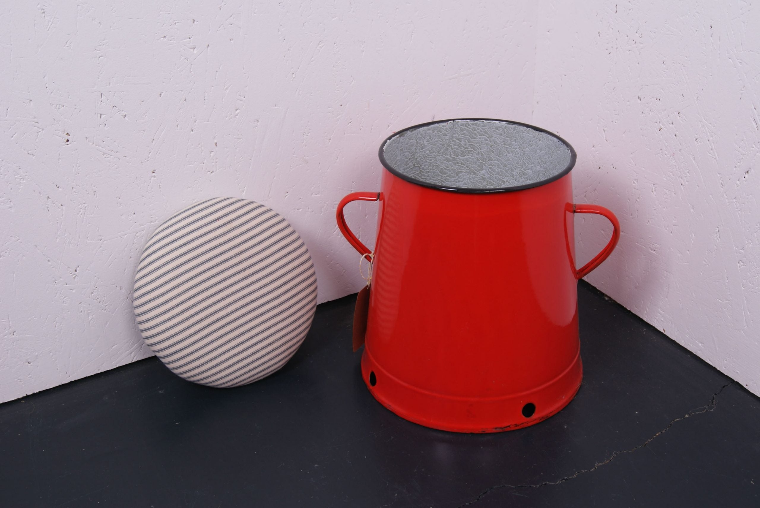 Small Red Maggie with Blue Ticking Removable Seat Pad