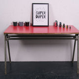 Children's Small Metal Legged Desk with Red Formica Top