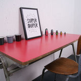 Children's Small Metal Legged Desk with Red Formica Top