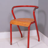 Children's French Red Metal Legged Chair