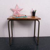 Children's Small Table with Tubular Metal Legs and Wooden Top