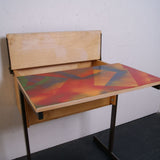 Children's Single School Desk with Metal Legs and Colourful Top