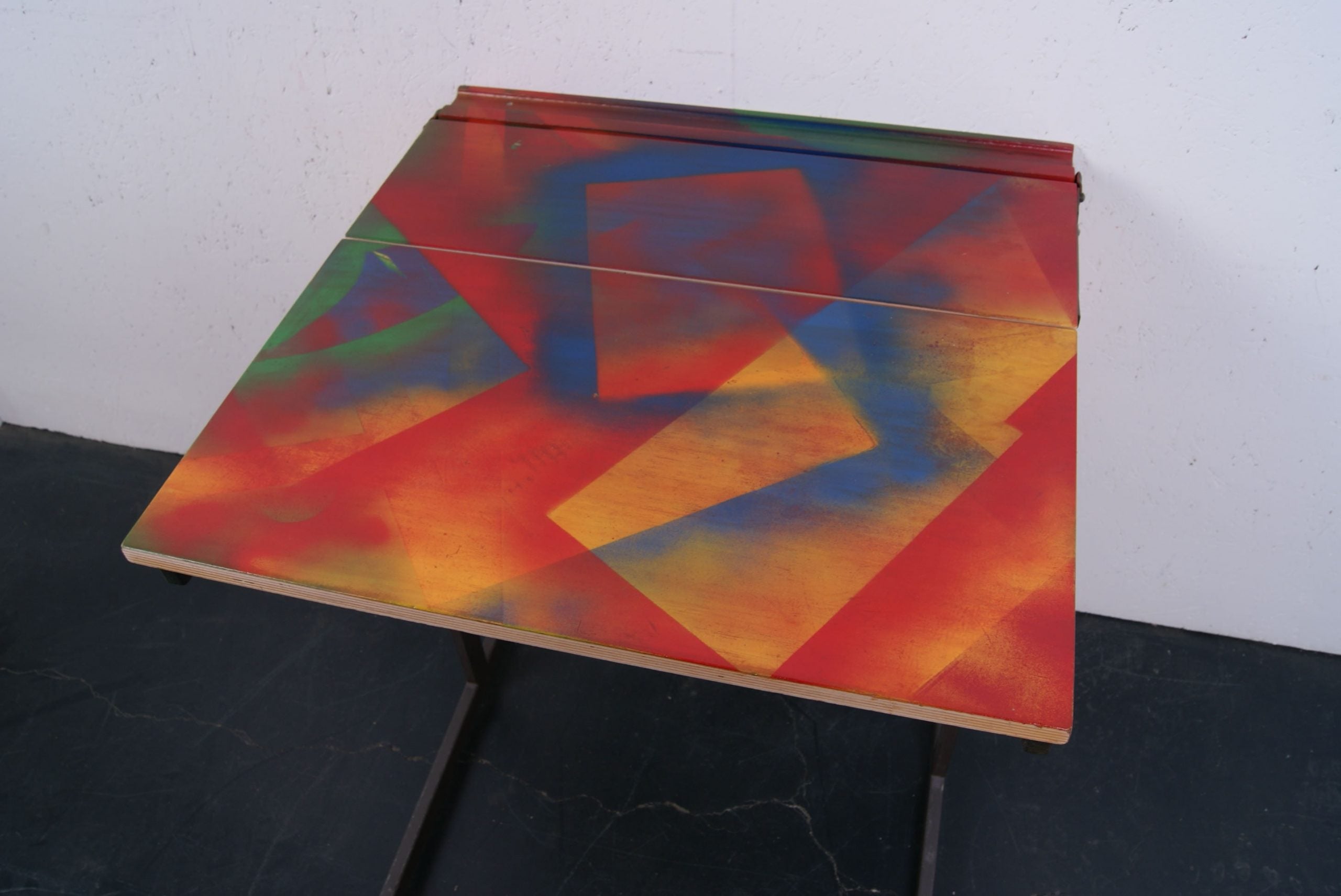 Children's Single School Desk with Metal Legs and Colourful Top