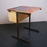 Children's Single School Desk with Metal Legs and Colourful Top