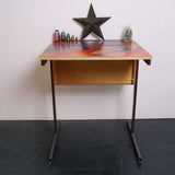 Children's Single School Desk with Metal Legs and Colourful Top