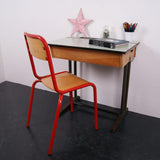 Children's Single Desk with Metal Legs and Light Blue Formica Lift up Lid