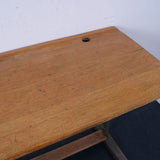 Children's French Double School desk with Green Frame and Footrest