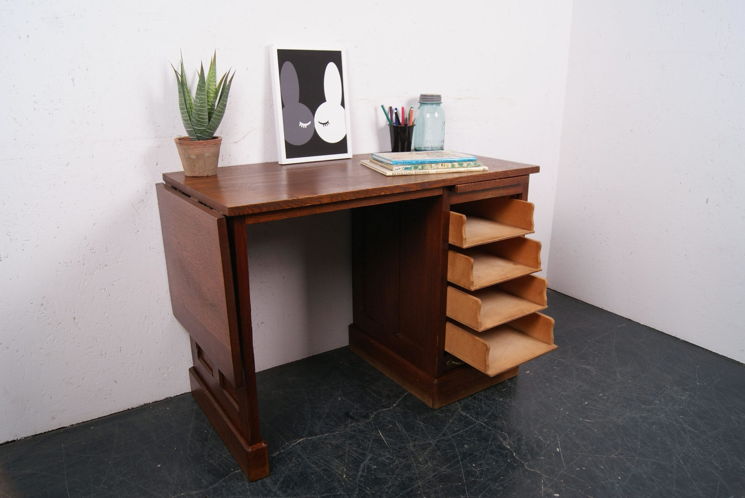 Children's Tambour Fronted Wooden Desk