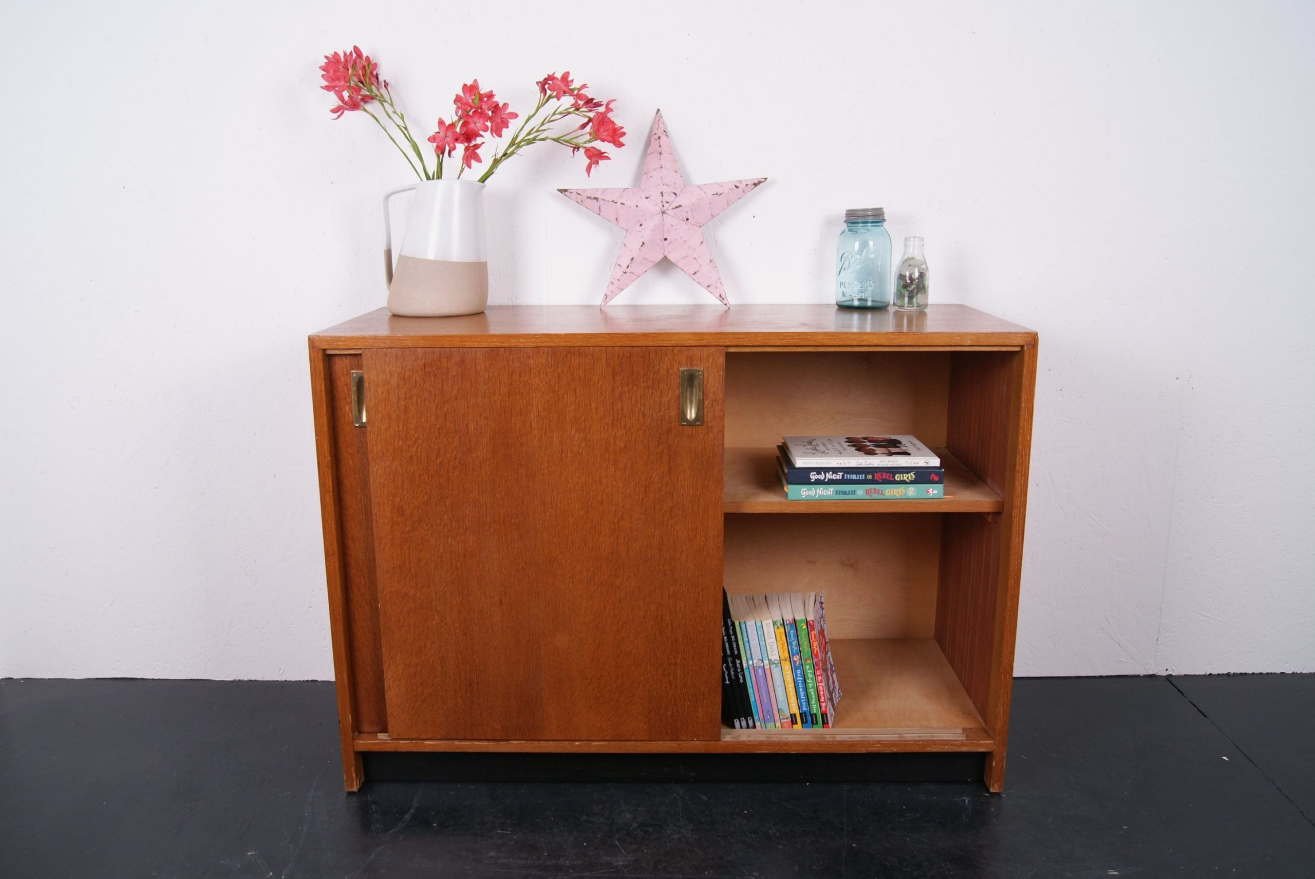 Children's Teak Cabinet with Sliding Doors