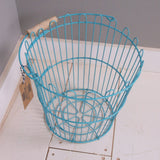 Children's Turquoise Wire Storage Basket with Handle