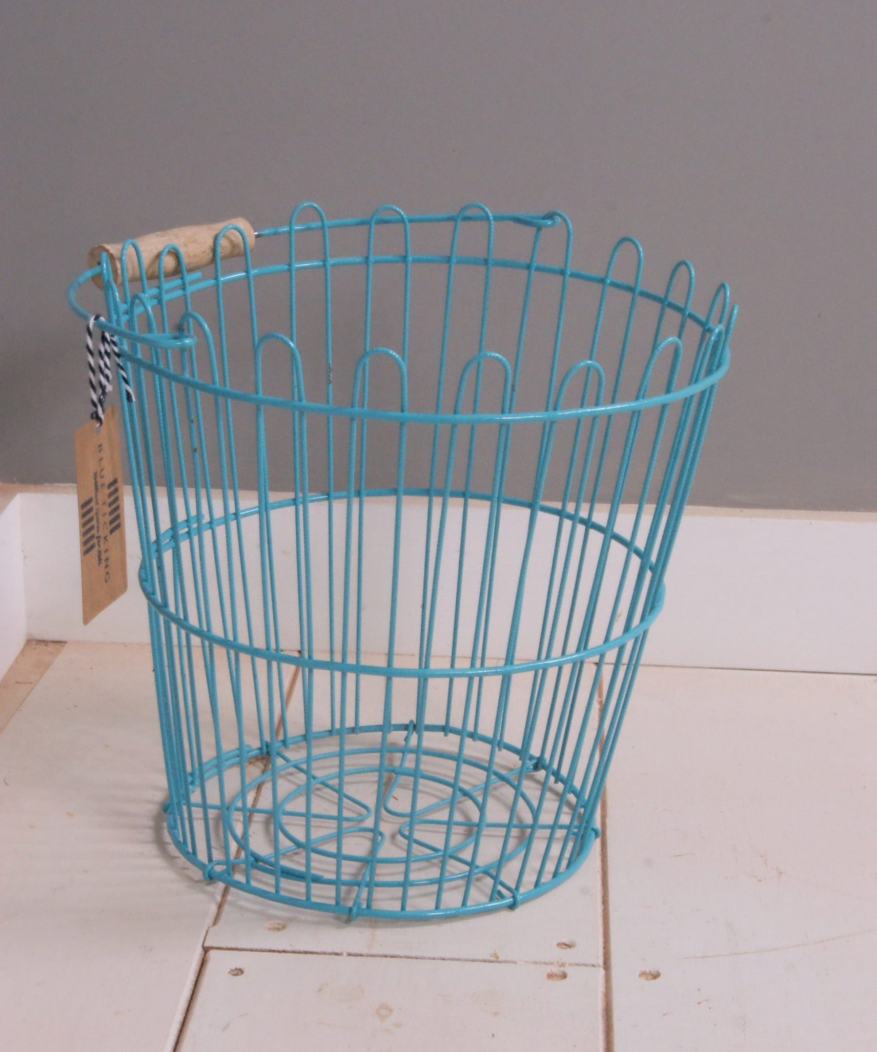 Children's Turquoise Wire Storage Basket with Handle
