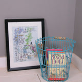 Children's Turquoise Wire Storage Basket with Handle