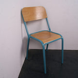 Children's Turquoise Metal Legged Chair