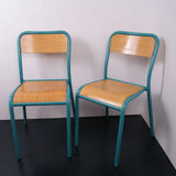Children's French Turquoise Metal Legged Chairs