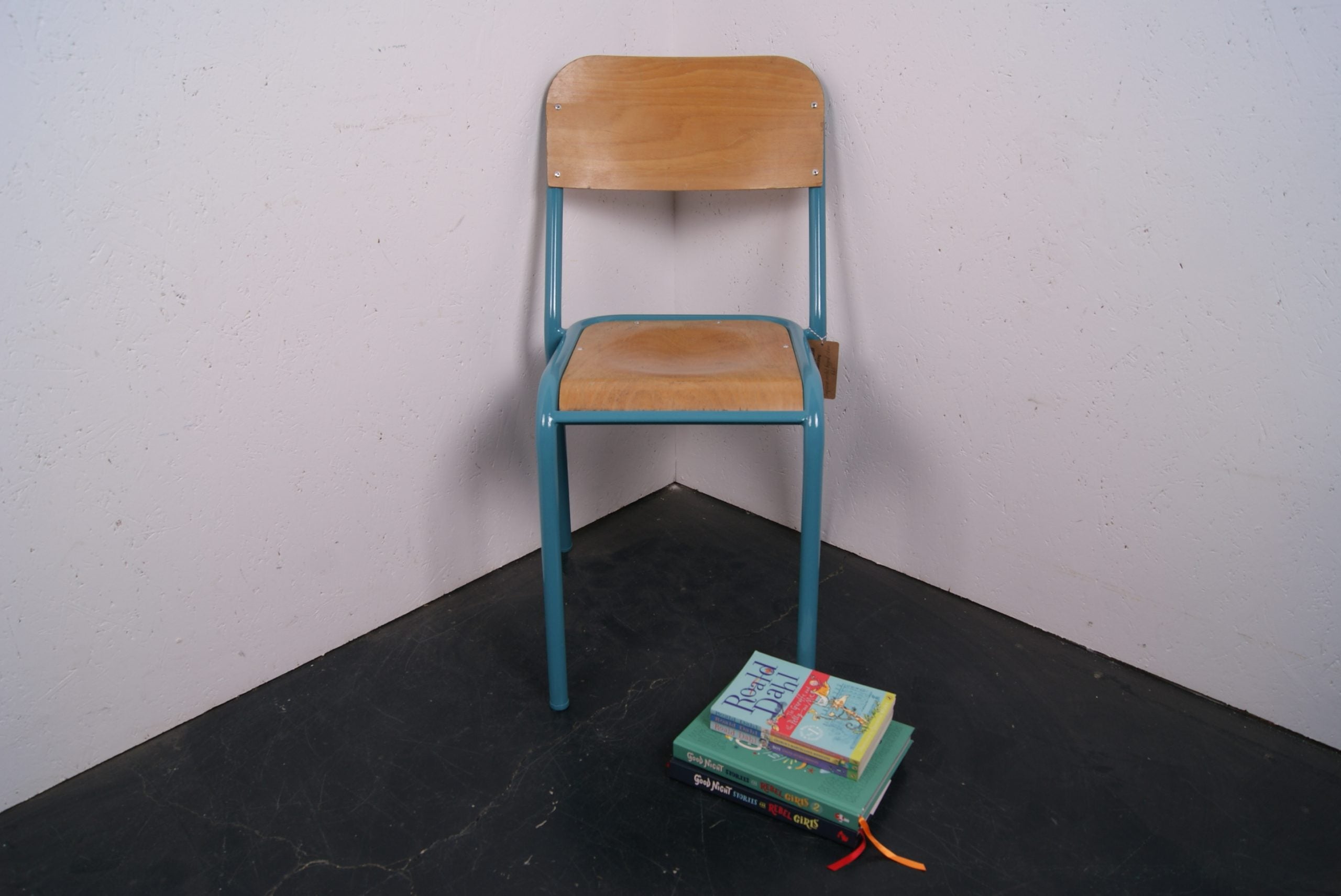 Children's Turquoise Metal Legged Chair