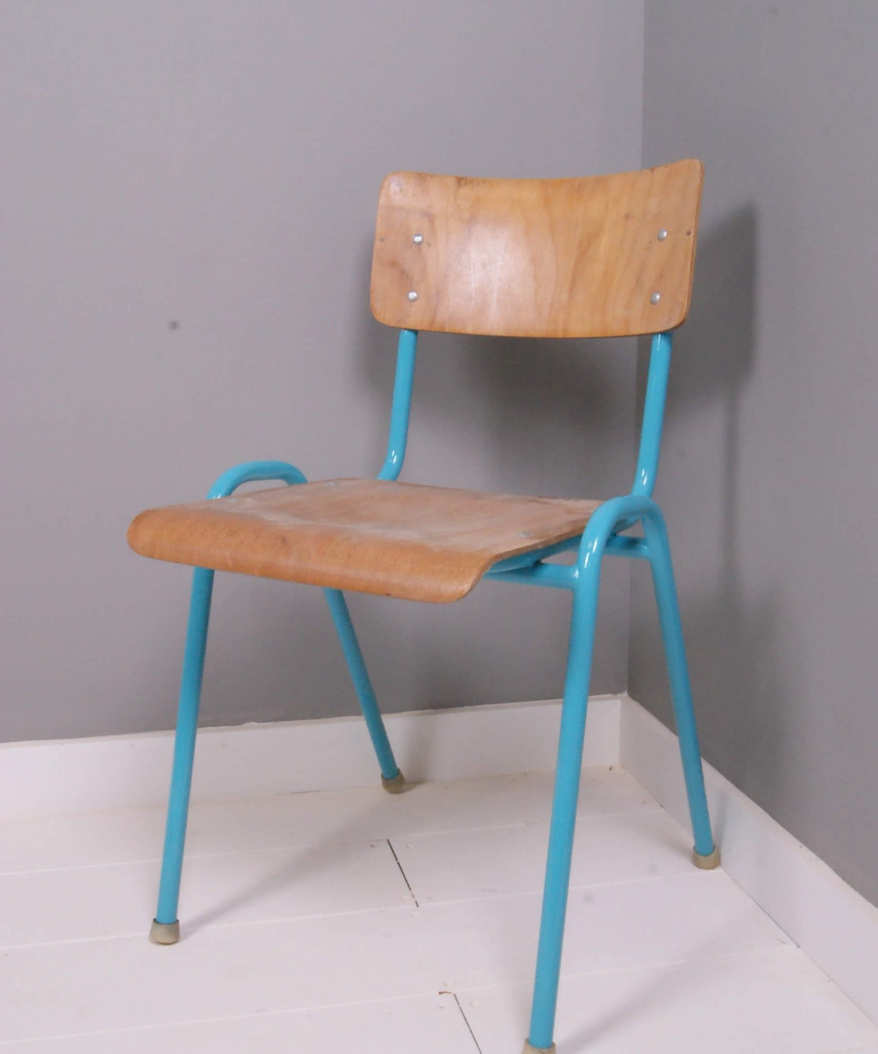 Children's Vintage Turquoise Metal Legged Chair