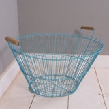 Children's Turquoise Wire Basket with Handles