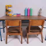 Children's Vintage Blue Metal Legged School Table
