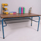 Children's Vintage Blue Metal Legged School Table