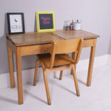 Children's Double Wooden School Desk with Chalkboard lids