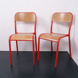 Children's French Red Metal Legged Chairs
