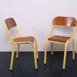 Children's Small French Yellow Metal Legged Chairs