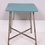 Children's Vintage Army Stool with Turquoise Wooden Top