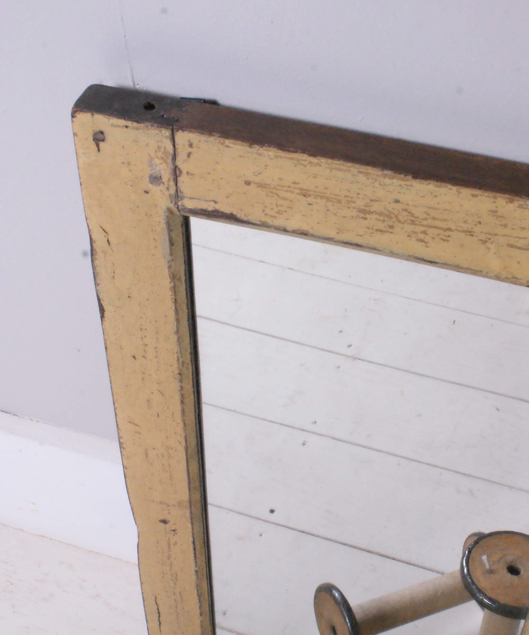 Children's Vintage Yellow Wooden Framed Mirror