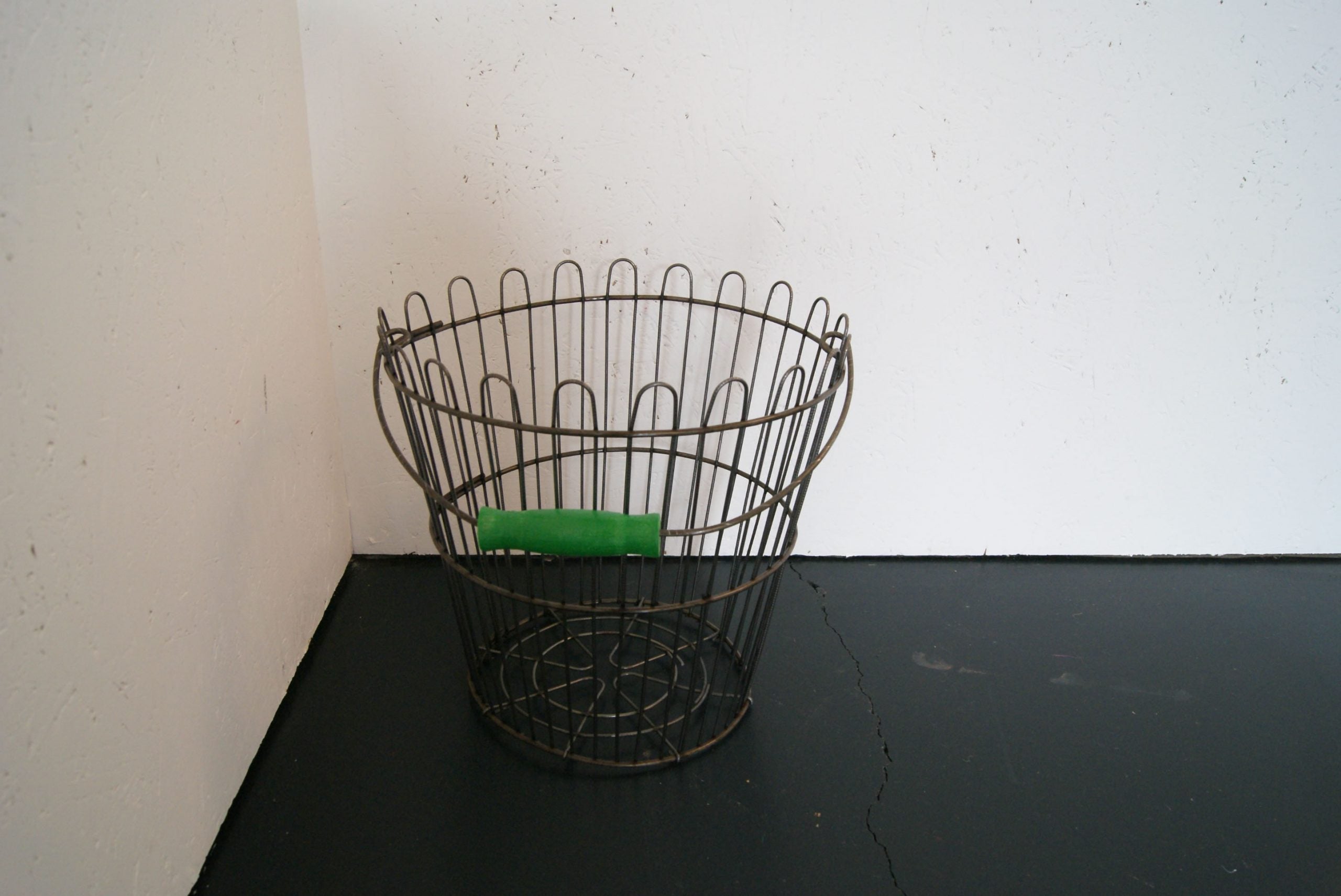 Children's Wire Storage Basket with Green Handle