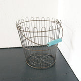 Children's Wire Storage Basket with Turquoise Handle