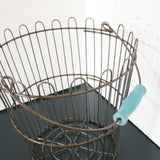Children's Wire Storage Basket with Turquoise Handle