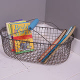 Children's Wire Egg Basket with Turquoise Wooden Handle